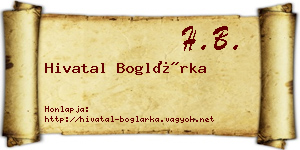 Hivatal Boglárka névjegykártya